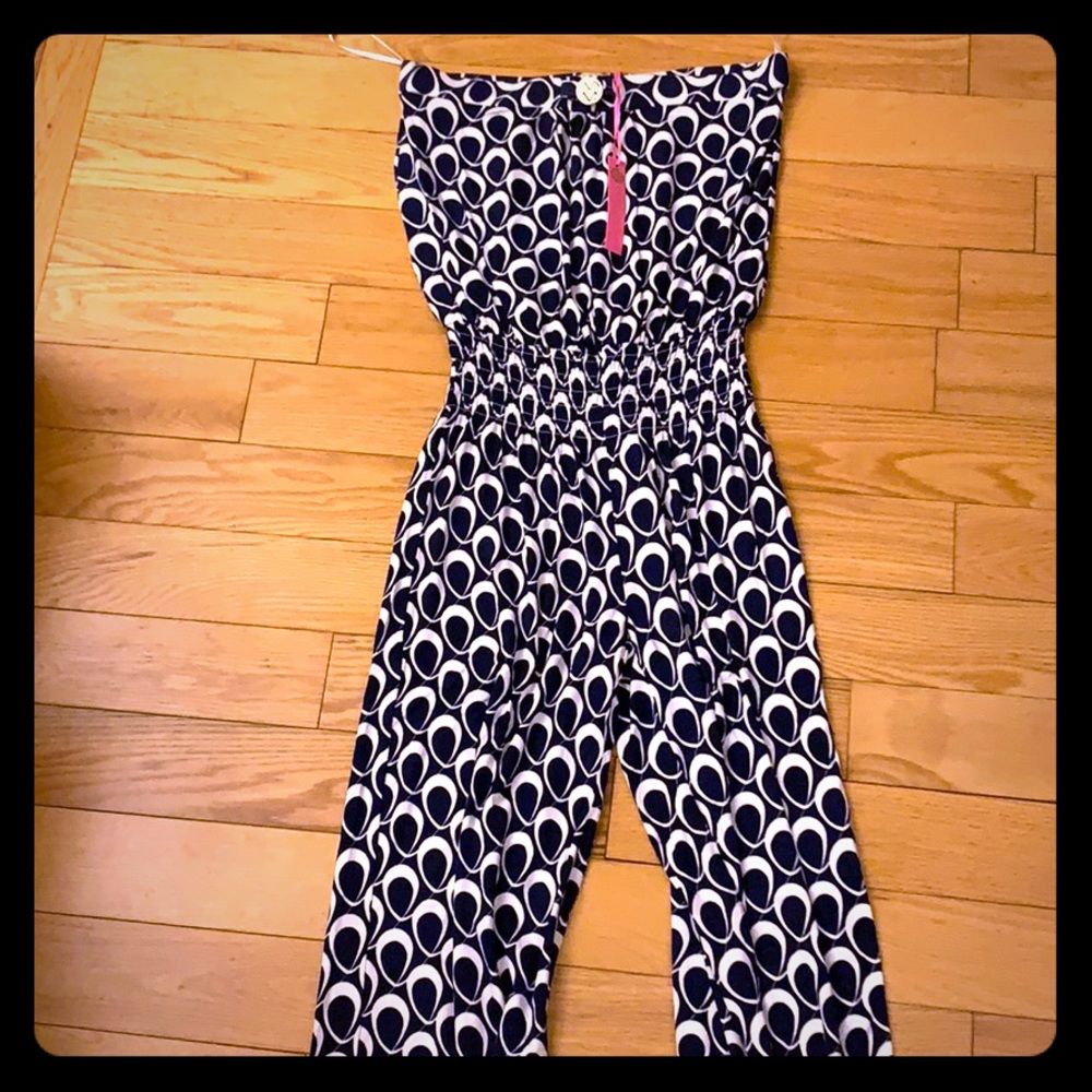 Navy patterned jumpsuit
